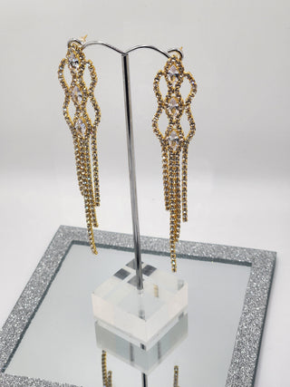 Gold Rhinestone Waterfall Drop Earring
