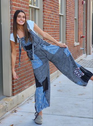 Denim Multi Patch Overalls