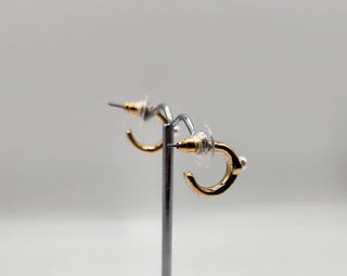 Simple Gold Pearl Hoop Earrings