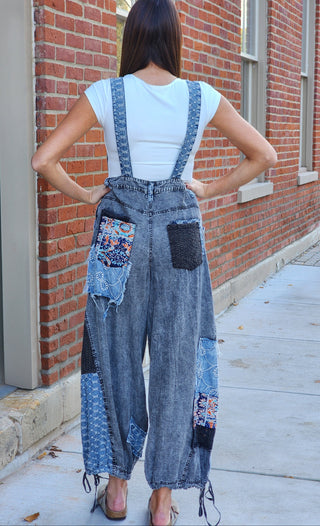 Denim Multi Patch Overalls