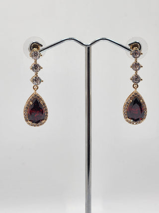 Classy Gold Ruby Teardrop Earring