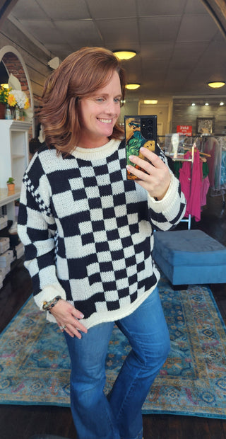 Vintage Checkered Chunky Sweater