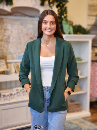 Classic Ruched Sleeve Blazer