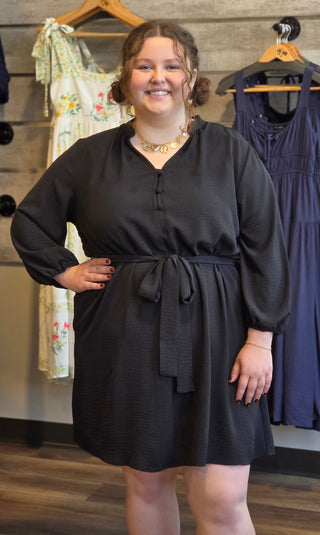 Plus Belt Button Dress
