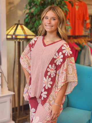 Daisy Patchwork Waffle Top