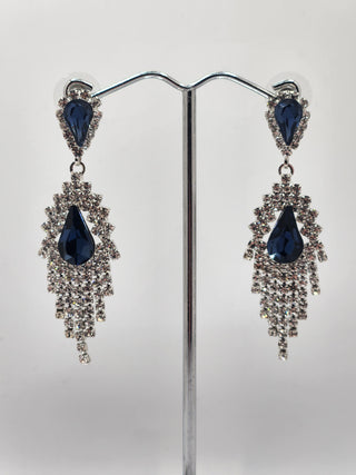 Silver Navy Rhinestone Earring