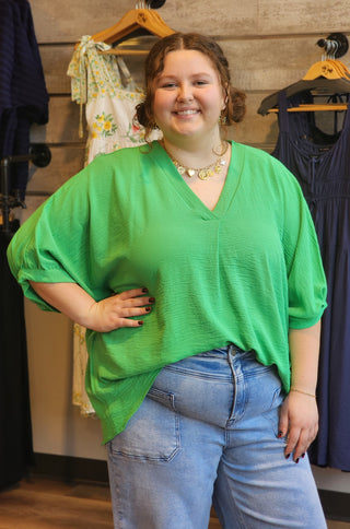 Plus Wide V-Neck Top