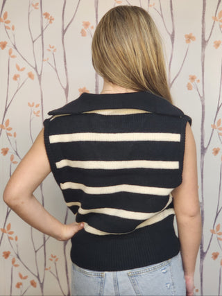 Striped Sleeveless Sweater Pullover