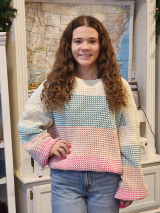 Multi Pastel Color Block Sweater