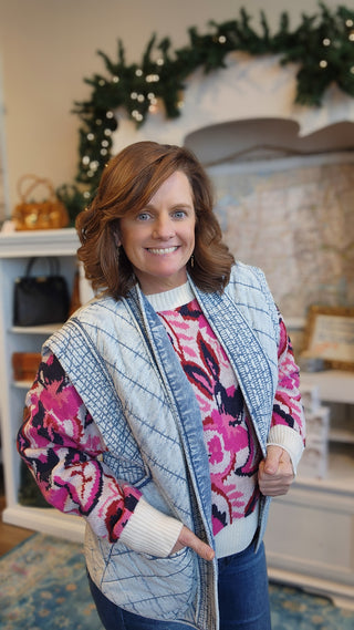 Washed Denim Quilted Vest