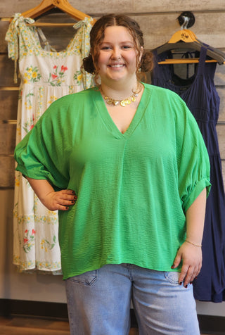 Plus Wide V-Neck Top