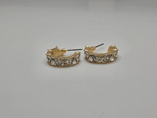 Simple Gold Crystal Hoop Earrings