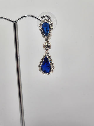 Silver Royal Blue Drop Earrings