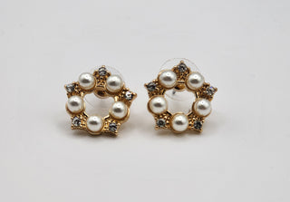 Medieval Gold Pearl Circle Earrings