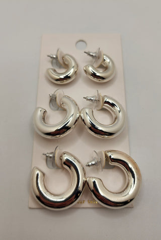 Chunky Silver Hoops