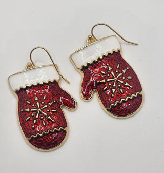 Red Mitten Fishhook Earrings