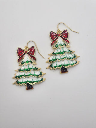 Christmas Tree Bow Earrings