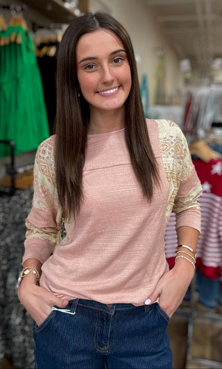 Patchwork Sleeve Knit Top