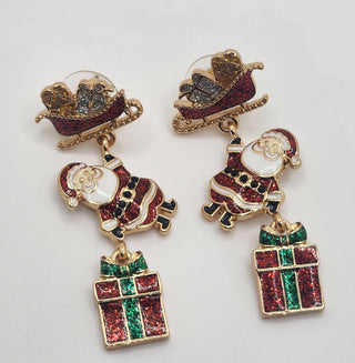 Santa's Sled Dangle Earrings
