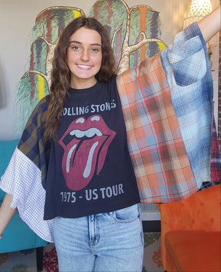 Banded Pullover Tee, Rolling Stones Black