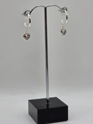 Half Hoop Dangle Hearts Earrings