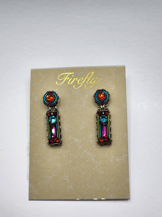 Rectangle Shape Multi Stone Earring