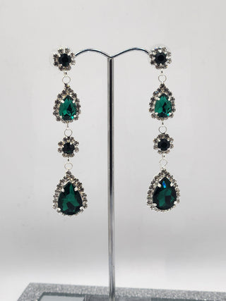 Green Silver Dangle Earring
