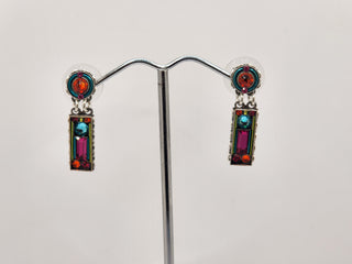 Rectangle Shape Multi Stone Earring