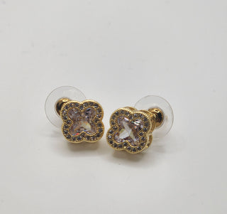 Gold Diamond Clover Earrings