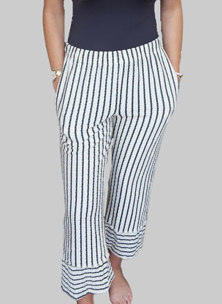 Plus Stripe Jacquard Cropped Pants
