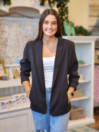 Classic Ruched Sleeve Blazer