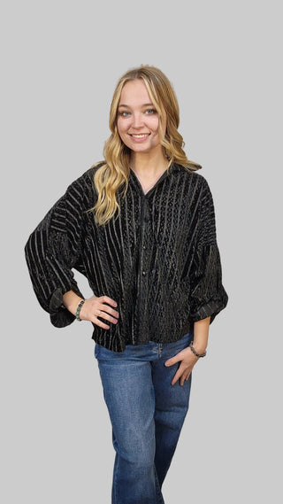 Velvet Button Holiday Top
