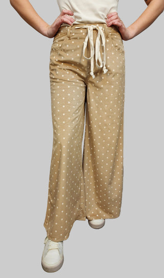 Wide Leg Corduroy Polka Dot Pants