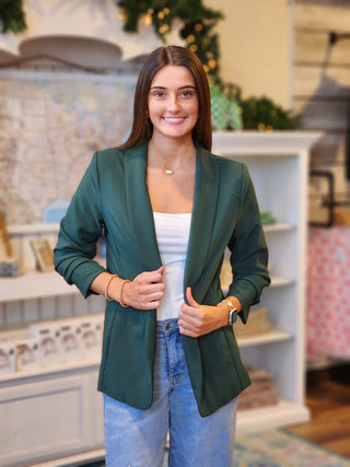 Classic Ruched Sleeve Blazer