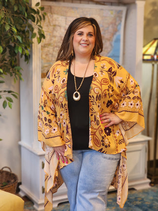 Mustard Floral Kimono