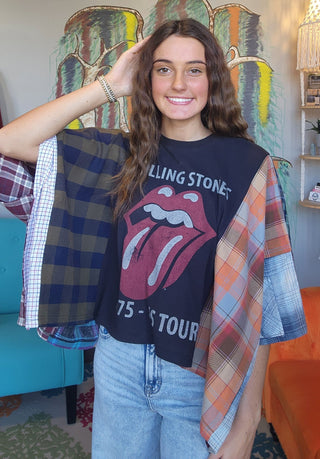 Banded Pullover Tee, Rolling Stones Black