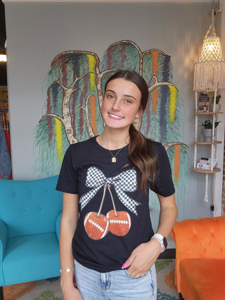 Cherry Bow Football T-shirt