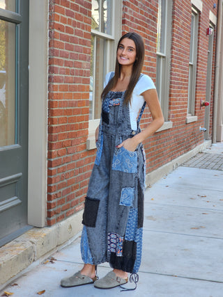 Denim Multi Patch Overalls
