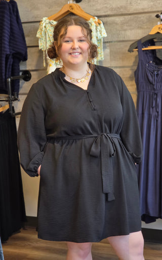 Plus Belt Button Dress