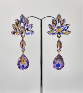 Lilac Iridescent Set in Gold Earring