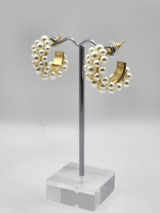 Gold Pearl Galore Hoop Earrings