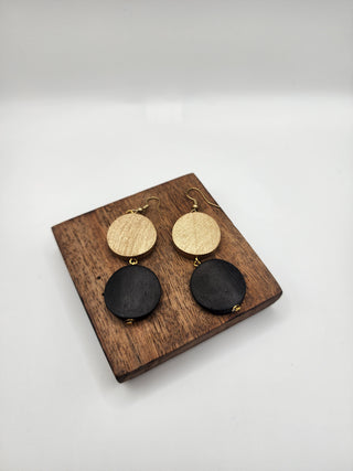Omala Black Double Circle Earrings