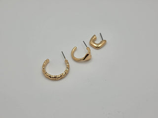 Textured Gold Hoop Earring Set