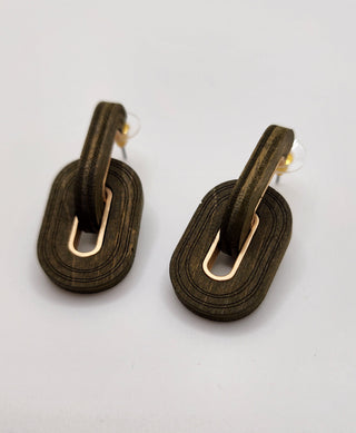 Olive Green Link Earrings
