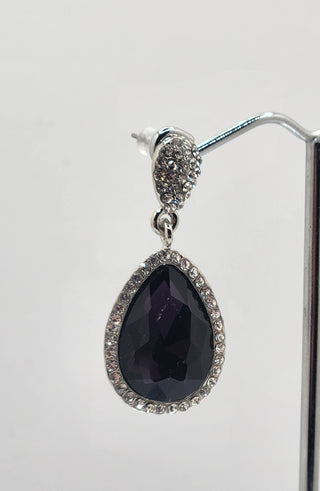 Black Silver Teardrop Earring