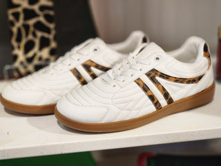 White Cheetah Stripe Sneaker
