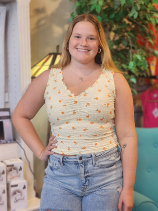 Cute Tangerine Print Top