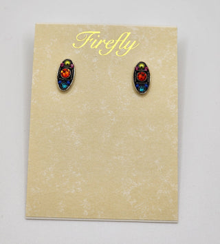 Architectural Stud Oval Shape Post Earrings