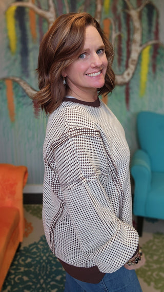 Chocolate Waffle Knit Top