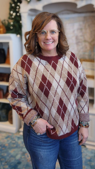 Argyle Crew Neck Sweater